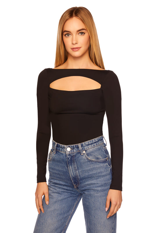 cut out front long sleeve top